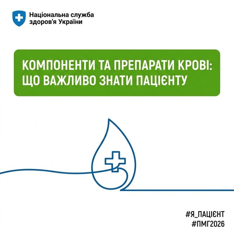 Компоненти крові та їх переливання безоплатні для пацієнтів у межах Програми медичних гарантій